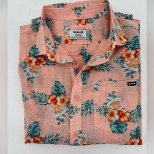 Hurley Men’s Congo Short Sleeve Button Up Tropical Shirt Size Small